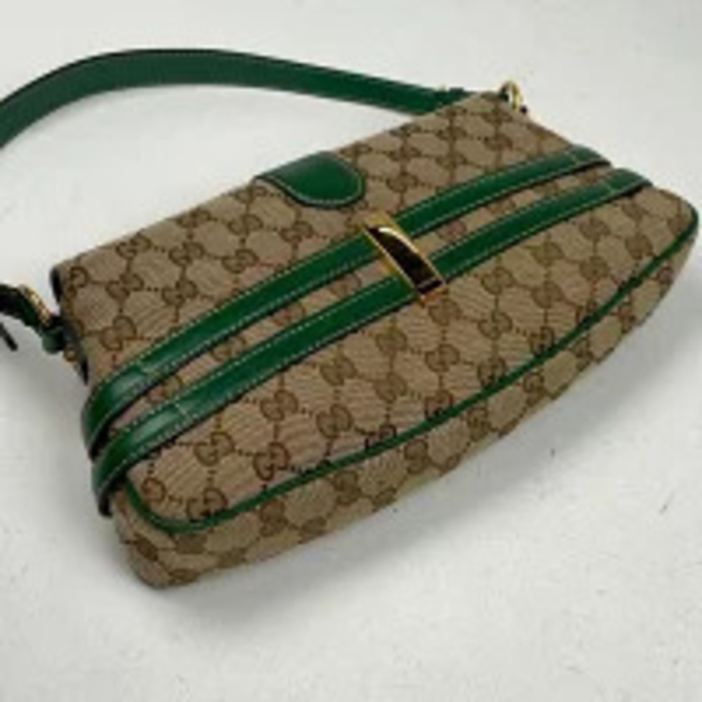 Gucci canvas brown Hobo horsebit green GG bag shoulder